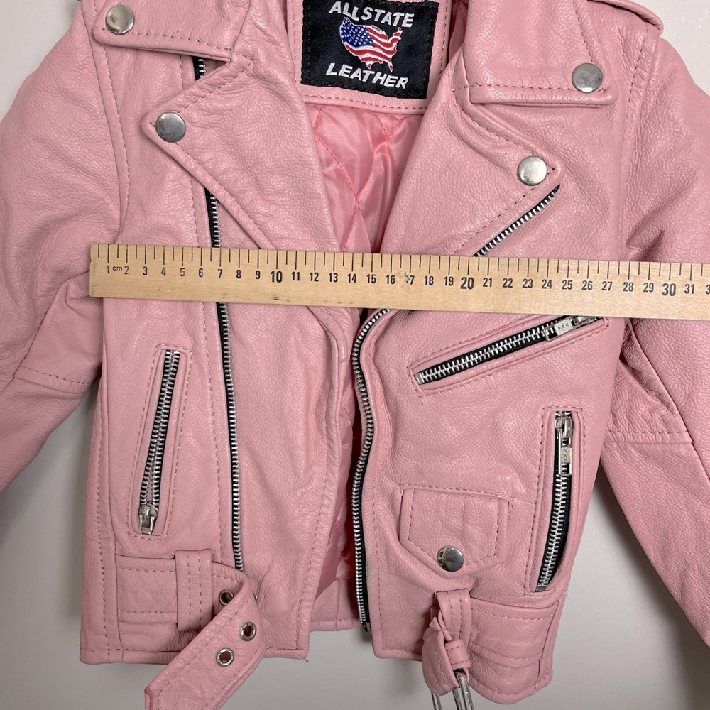 kids' allstate leather pink moto jacket size xs - Picture 4 of 12